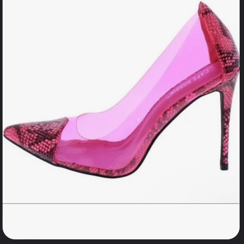 BNIB NEON PINK SNAKE SKIN & CLEAR STILETTOS